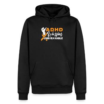 Guerrier TDAH Incassable Embrasser la neurodiversité - Sweat à capuche Premium bio Homme - noir - Devant - Nico (187cm)
