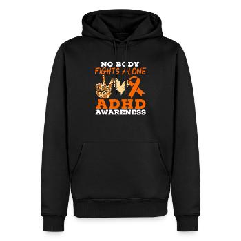 Kein Körper kämpft alleine ADHS-Bewusstsein Neurodiversität - Männer Premium Bio Hoodie - Schwarz - Vorne - Nico (187cm)