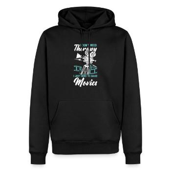 Je n’ai pas besoin de thérapie, j’ai juste besoin de faire des films - Sweat à capuche Premium bio Homme - noir - Devant - Nico (187cm)