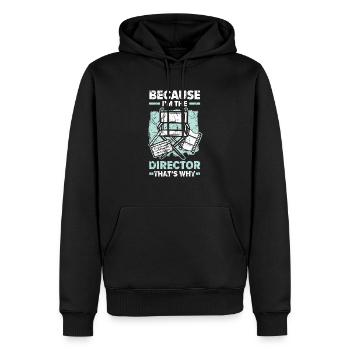 Parce que je suis le réalisateur C’est pourquoi cinéaste - Sweat à capuche Premium bio Homme - noir - Devant - Nico (187cm)