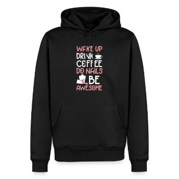 Wake Up Drink Coffee Do Nails Be Awesome Nail Tech - Männer Premium Bio Hoodie - Schwarz - Vorne - Nico (187cm)