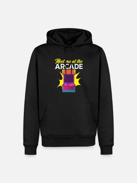 Meet Me At The Arcade Gaming Video Gamer - Premium økologisk hettegenser for menn - svart