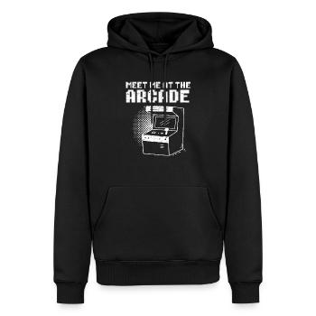 Treffen Sie mich beim Arcade-Gaming-Videospiel-Gamer - Männer Premium Bio Hoodie - Schwarz - Vorne - Nico (187cm)