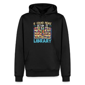Wenn Sie gefunden werden, kehren Sie bitte zum Bibliothekar zurück - Männer Premium Bio Hoodie - Schwarz - Vorne - Nico (187cm)