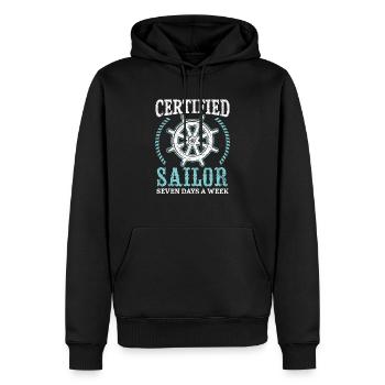 Marin certifié sept jours par semaine Capitaine de navire - Sweat à capuche Premium bio Homme - noir - Devant - Nico (187cm)