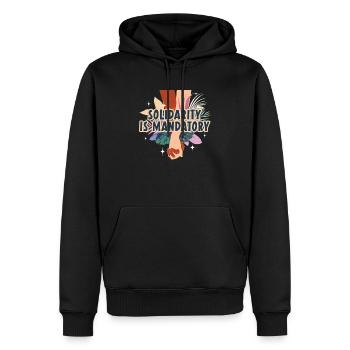 La solidarité est obligatoire Mois de l’histoire des Noirs - Sweat à capuche Premium bio Homme - noir - Devant - Nico (187cm)