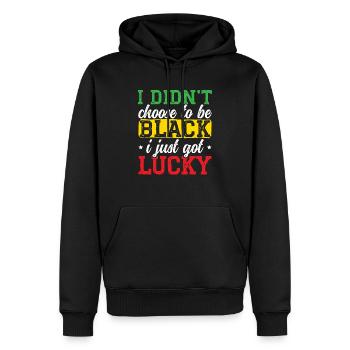 I Didn't Choose To Be Black I Just Got Lucky - Men’s Premium Organic Hoodie - black - Front - Nico (187cm)