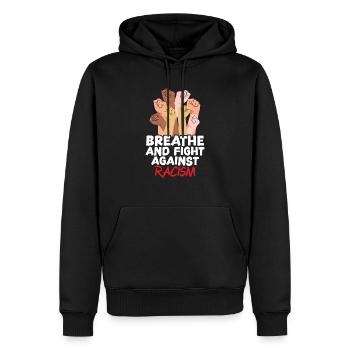 Lutte contre le racisme Fierté noire - Sweat à capuche Premium bio Homme - noir - Devant - Nico (187cm)