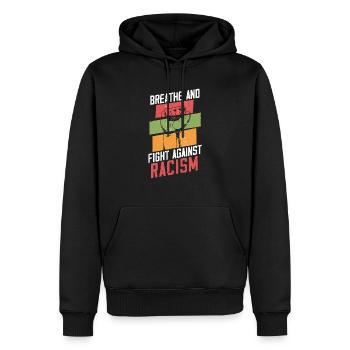 Lutte contre le racisme Fierté noire - Sweat à capuche Premium bio Homme - noir - Devant - Nico (187cm)
