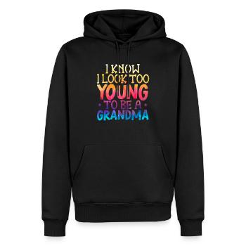 J’ai l’air trop jeune pour être grand-mère grand-mère - Sweat à capuche Premium bio Homme - noir - Devant - Nico (187cm)