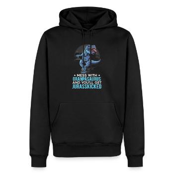 Leg dich mit Grandpasaurus an und du wirst Jurasskicked - Männer Premium Bio Hoodie - Schwarz - Vorne - Nico (187cm)