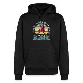 Leg dich mit Grandpasaurus an und du wirst jurasskicked - Männer Premium Bio Hoodie - Schwarz - Vorne - Nico (187cm)