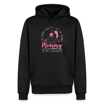 Wurde viele Namen genannt Mama ist mein Favorit - Männer Premium Bio Hoodie - Schwarz - Vorne - Nico (187cm)