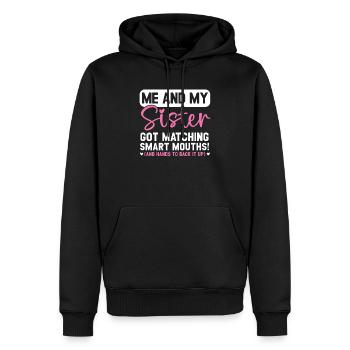Ich und meine Schwester haben Mathcing Smart Mouths - Männer Premium Bio Hoodie - Schwarz - Vorne - Nico (187cm)
