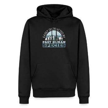 Leicht abgelenkt von vergangenen menschlichen Spezies - Männer Premium Bio Hoodie - Schwarz - Vorne - Nico (187cm)