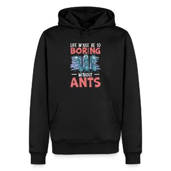 La vie serait si ennuyeuse sans les fourmis qui murmurent à l’oreille des fourmis - Sweat à capuche Premium bio Homme - noir - Devant - Nico (187cm)