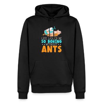 La vie serait si ennuyeuse sans les fourmis qui murmurent à l’oreille des fourmis - Sweat à capuche Premium bio Homme - noir - Devant - Nico (187cm)