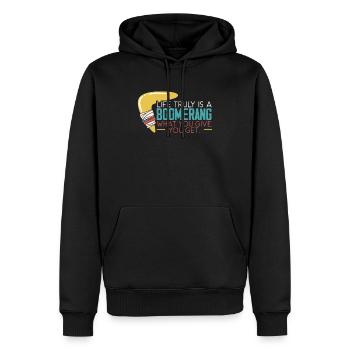 Boomerang Lover Lancer Sport Aborigène Australien - Sweat à capuche Premium bio Homme - noir - Devant - Nico (187cm)