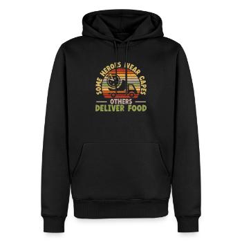 Einige Helden tragen Umhänge, andere liefern Essen - Männer Premium Bio Hoodie - Schwarz - Vorne - Nico (187cm)
