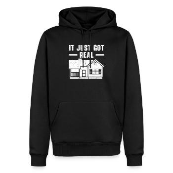 Es hat gerade echte Hausbesitzer Einweihungsparty bekommen - Männer Premium Bio Hoodie - Schwarz - Vorne - Nico (187cm)