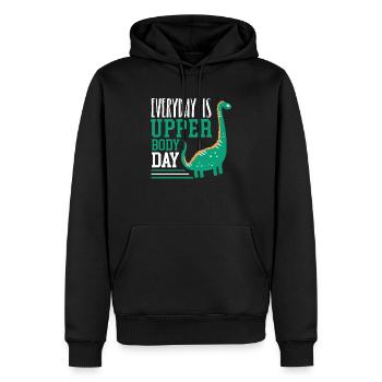 Tous les jours est le jour du haut du corps Fitness Brachiosaurus - Sweat à capuche Premium bio Homme - noir - Devant - Nico (187cm)