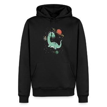 Brachiousaurus Dinosaur Paleontologist Astronaut - Men’s Premium Organic Hoodie - black - Front - Nico (187cm)