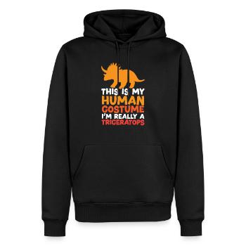 Das ist mein menschliches Kostüm Ich bin wirklich ein Triceratops - Männer Premium Bio Hoodie - Schwarz - Vorne - Nico (187cm)