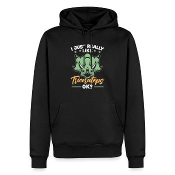 Ich mag Triceratops Dinosaurier Liebhaber Dino - Männer Premium Bio Hoodie - Schwarz - Vorne - Nico (187cm)