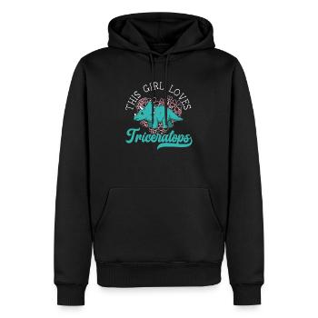 Cette fille aime Triceratops Dinosaure préhistorique - Sweat à capuche Premium bio Homme - noir - Devant - Nico (187cm)