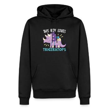 Ce garçon aime Triceratops Dinosaure préhistorique - Sweat à capuche Premium bio Homme - noir - Devant - Nico (187cm)