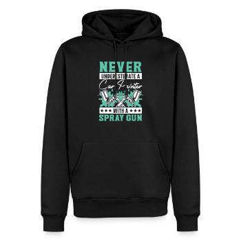 Ne sous-estimez jamais un peintre automobile avec un pistolet de pulvérisation - Sweat à capuche Premium bio Homme - noir - Devant - Nico (187cm)