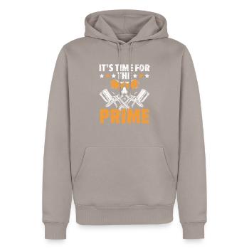 Il est temps pour le premier peintre de carrosserie automobile - Sweat à capuche Premium bio Homme - taupe - Devant - Nico (187cm)