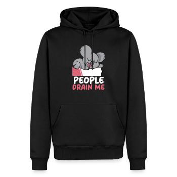 Les gens me drainent Personnalité introvertie Introverti - Sweat à capuche Premium bio Homme - noir - Devant - Nico (187cm)