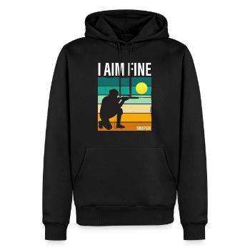 I AIM FINE - Sniper - Männer Premium Bio Hoodie - Schwarz - Vorne - Nico (187cm)