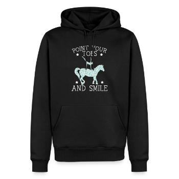 Zeige mit den Zehen und lächle beim Voltigieren - Männer Premium Bio Hoodie - Schwarz - Vorne - Nico (187cm)