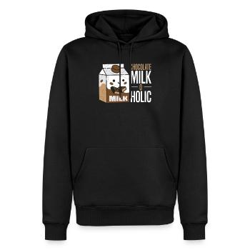 Chocolat Lait O Holic Choco Boisson Chocolat - Sweat à capuche Premium bio Homme - noir - Devant - Nico (187cm)