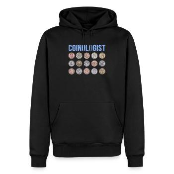 Coinologist Münzsammler Münzsammeln - Männer Premium Bio Hoodie - Schwarz - Vorne - Nico (187cm)