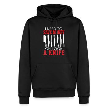 Ich muss Geld sparen Oh schau ein Messersammler - Männer Premium Bio Hoodie - Schwarz - Vorne - Nico (187cm)