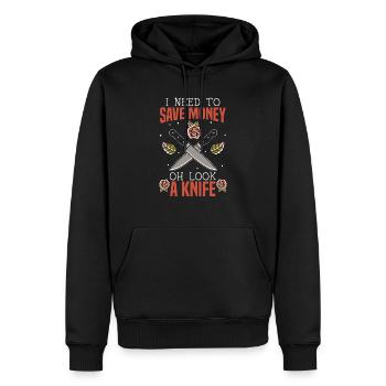 Ich muss Geld sparen Oh schau ein Messersammler - Männer Premium Bio Hoodie - Schwarz - Vorne - Nico (187cm)