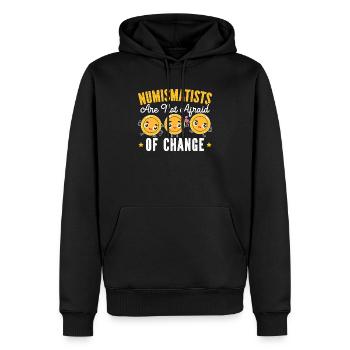 Collecte de pièces de collection numismate - Sweat à capuche Premium bio Homme - noir - Devant - Nico (187cm)