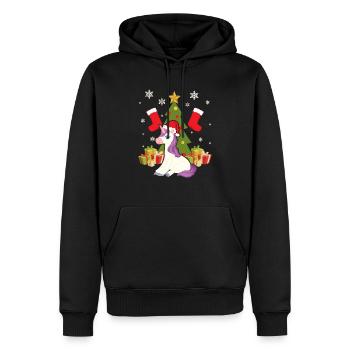 Licorne Jour de Noël Joyeuses Fêtes Père Noël - Sweat à capuche Premium bio Homme - noir - Devant - Nico (187cm)