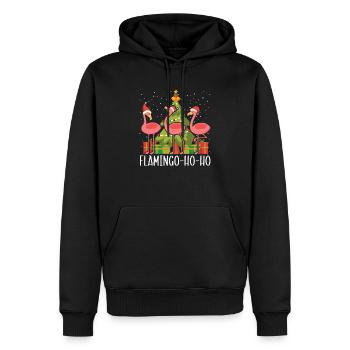 Pink Flamingo Lover Bird Joyeux Noël Jour de Noël - Sweat à capuche Premium bio Homme - noir - Devant - Nico (187cm)
