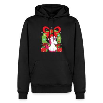 Licorne Jour de Noël Joyeuses Fêtes Père Noël - Sweat à capuche Premium bio Homme - noir - Devant - Nico (187cm)