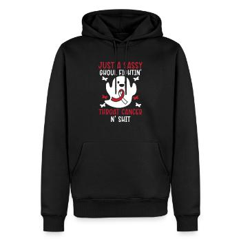 Just A Sassy Ghoul Fightin' Throat Cancer N' Shit - Männer Premium Bio Hoodie - Schwarz - Vorne - Nico (187cm)