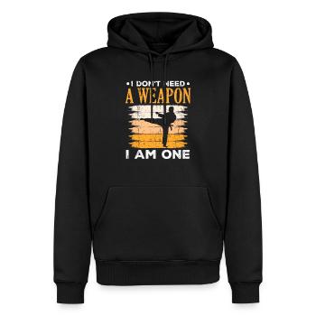 Ich brauche keine Waffe Ich bin ein Taekwondo - Männer Premium Bio Hoodie - Schwarz - Vorne - Nico (187cm)