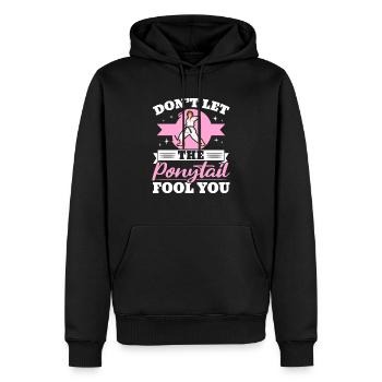 Lass dich nicht vom Pferdeschwanz täuschen MMA Taekwondo Girl - Männer Premium Bio Hoodie - Schwarz - Vorne - Nico (187cm)