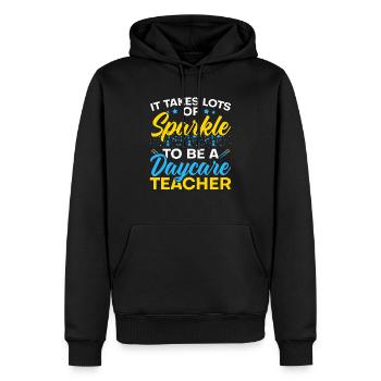 Il faut beaucoup d’éclat pour être enseignante en garderie - Sweat à capuche Premium bio Homme - noir - Devant - Nico (187cm)