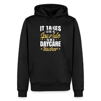 Il faut beaucoup d’éclat pour être enseignante en garderie - Sweat à capuche Premium bio Homme - noir - Devant - Nico (187cm)