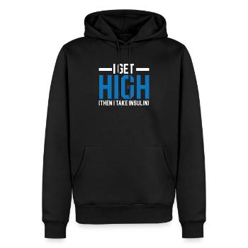 Ich werde high, dann nehme ich Insulin Diabetes Bewusstsein - Männer Premium Bio Hoodie - Schwarz - Vorne - Nico (187cm)