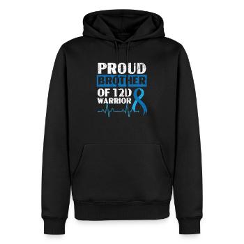 Fier frère d’un guerrier du DT2 Sensibilisation au diabète - Sweat à capuche Premium bio Homme - noir - Devant - Nico (187cm)